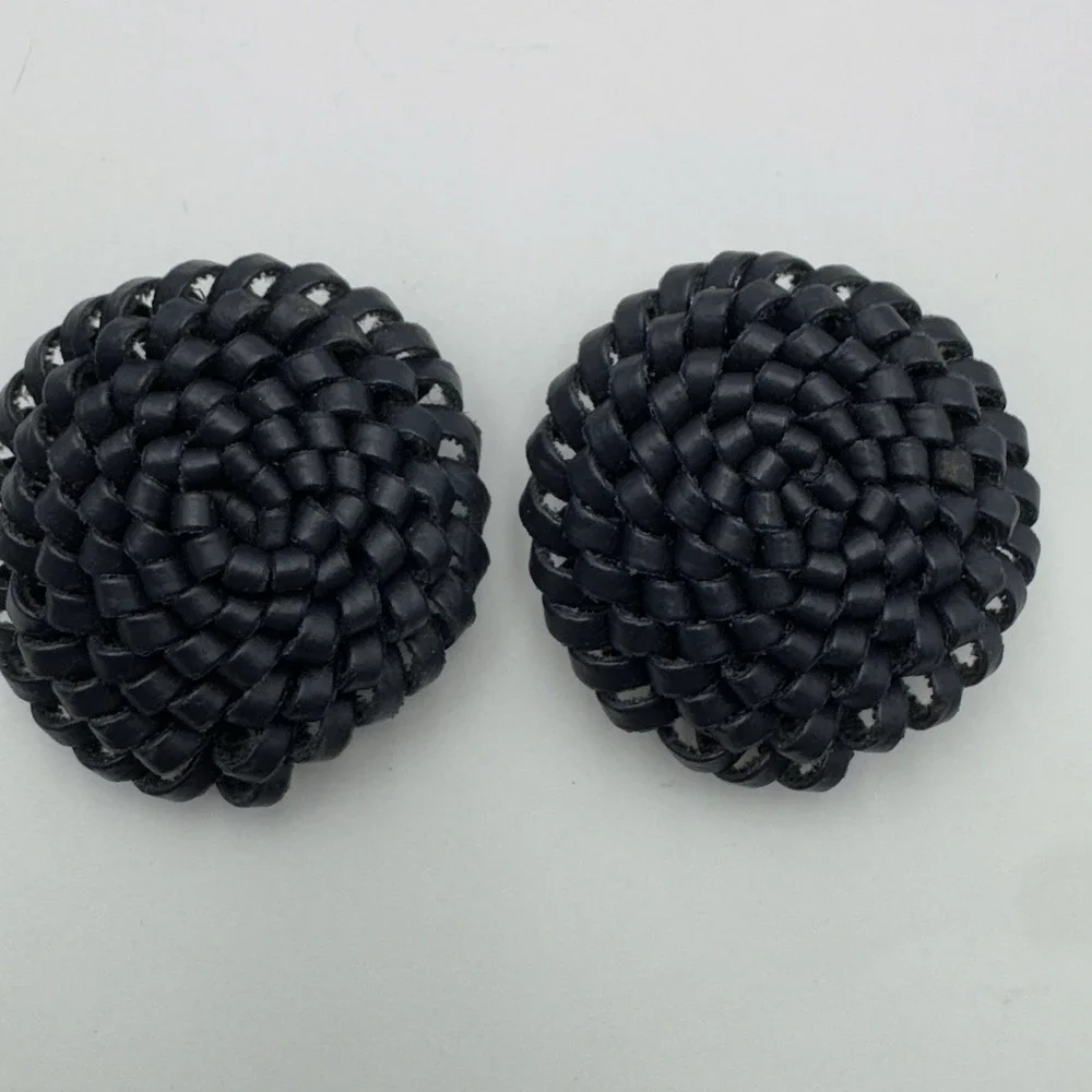 MUSI SHOE CLIPS Pair Genuine Vintage Navy Blue Round Looped Design 2